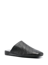 Debossed-logo leather mules